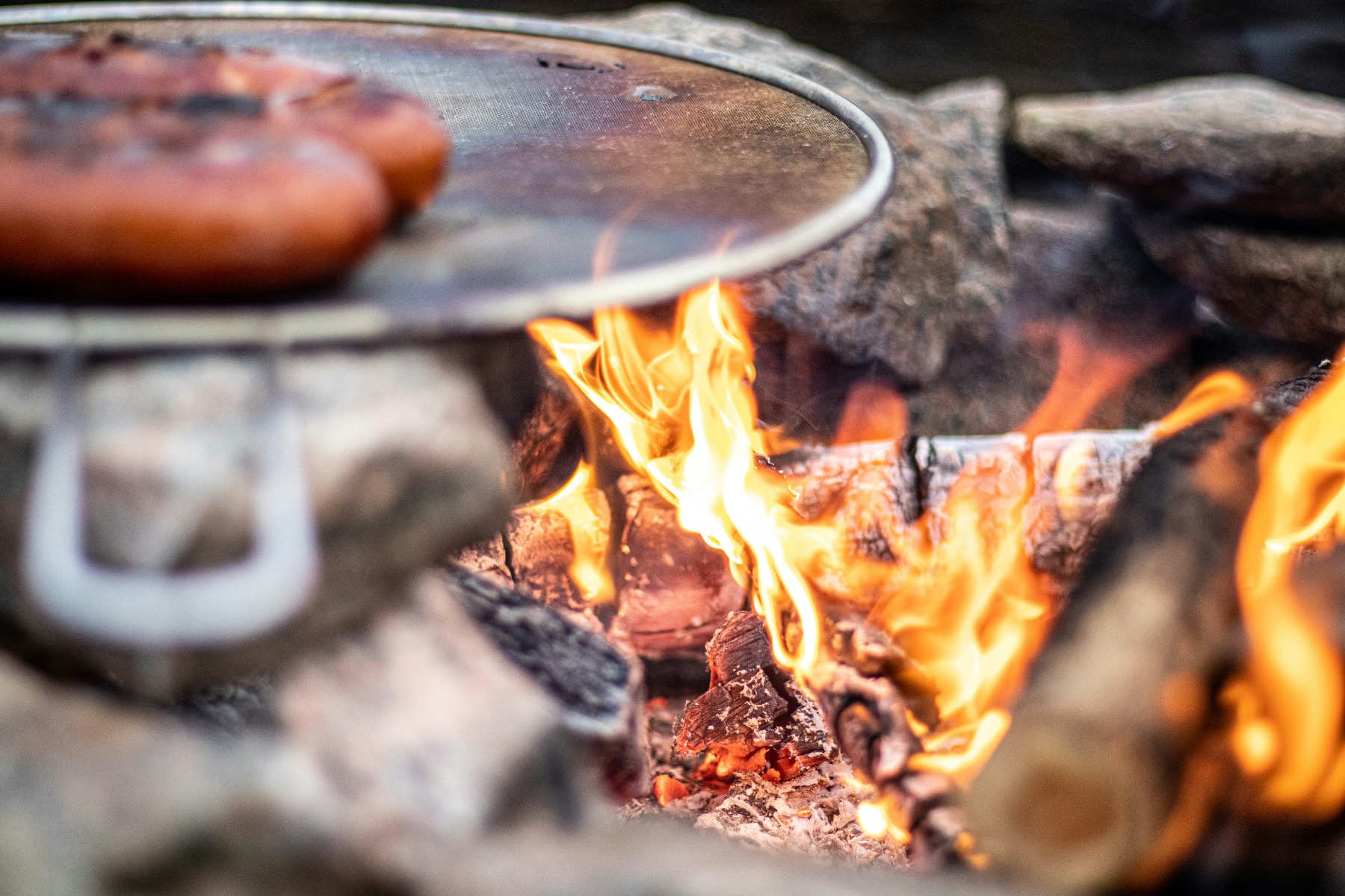 Fire pit being used to cook food